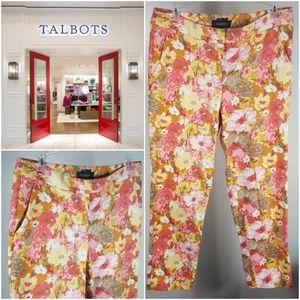 Talbots Yellow Floral Trouser Capris Pants nwot 8